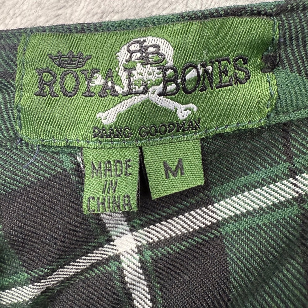 Royal Bones Y2K Daang Goodman Green Plaid Mini Skirt Punk Goth Skater Womens M - Picture 3 of 16